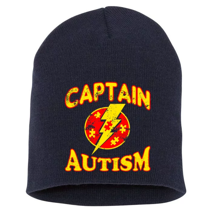 Captain Autism Superhero Logo Short Acrylic Beanie