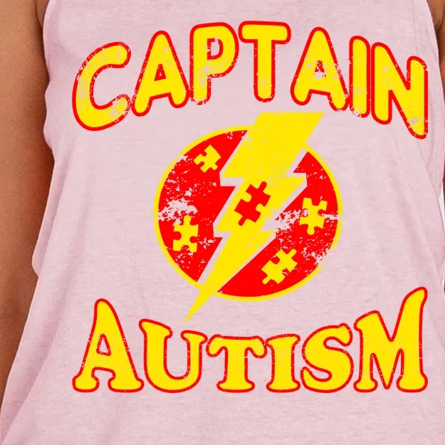 Captain Autism Superhero Logo Women's Knotted Racerback Tank