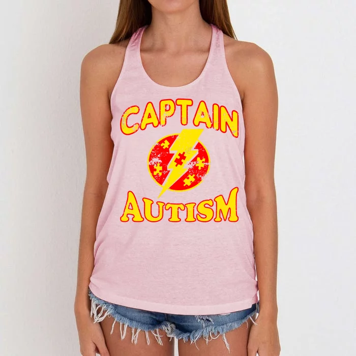 Captain Autism Superhero Logo Women's Knotted Racerback Tank