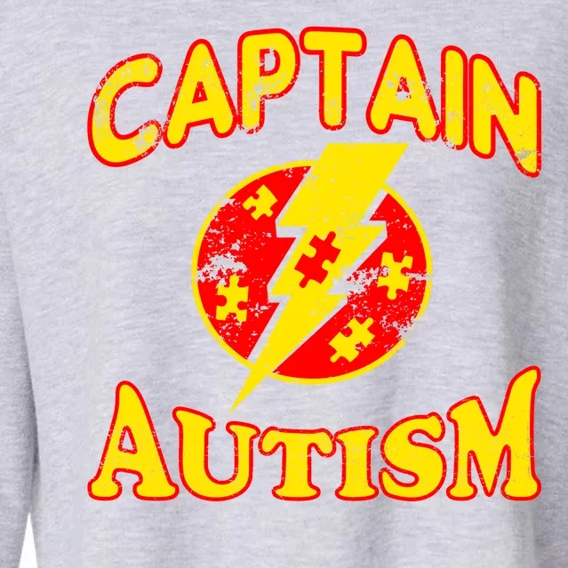 Captain Autism Superhero Logo Cropped Pullover Crew