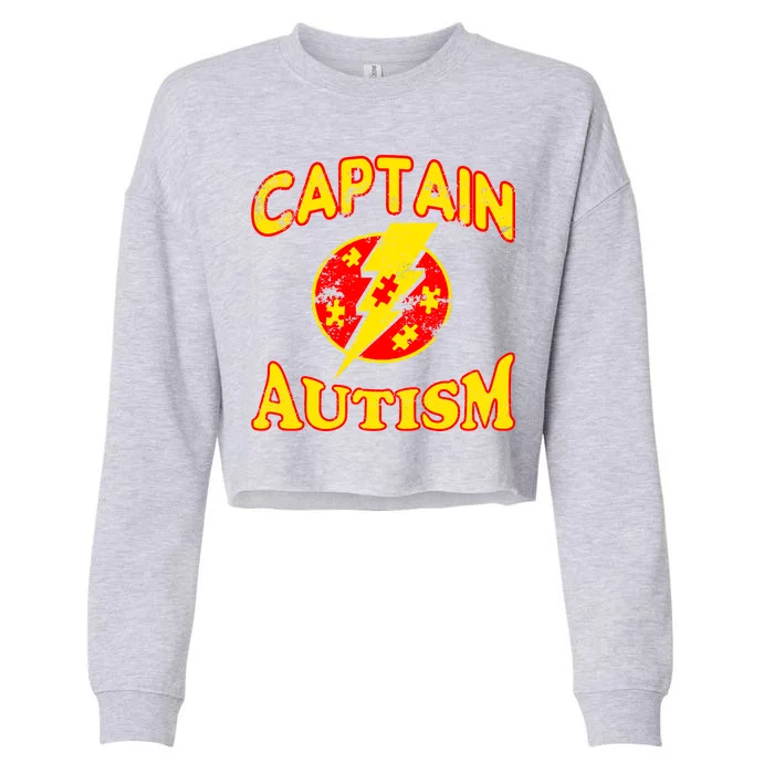 Captain Autism Superhero Logo Cropped Pullover Crew