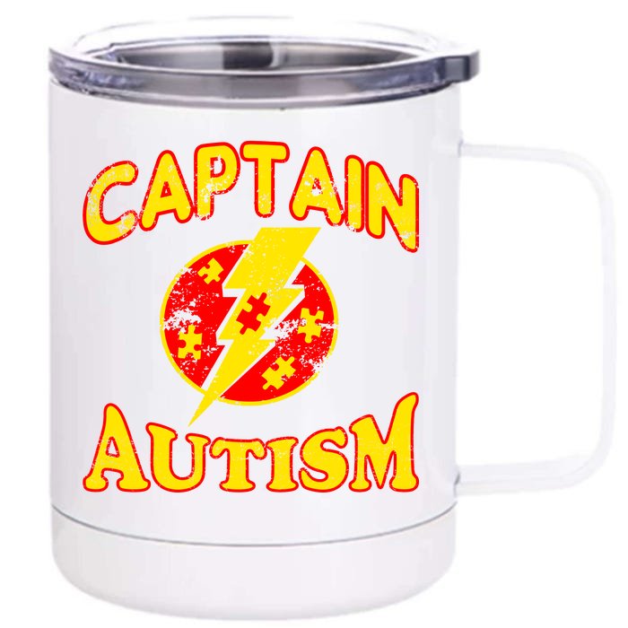 Captain Autism Superhero Logo Front & Back 12oz Stainless Steel Tumbler Cup