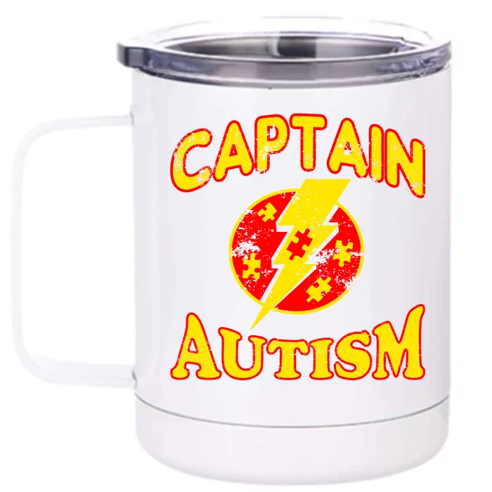 Captain Autism Superhero Logo Front & Back 12oz Stainless Steel Tumbler Cup