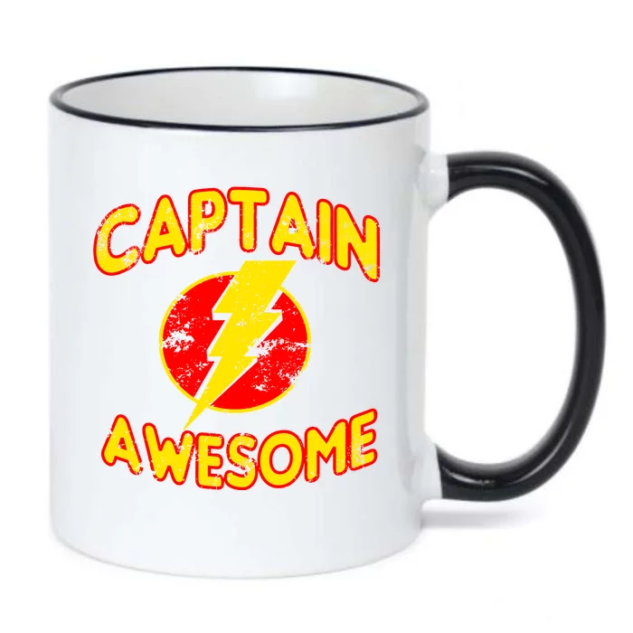 Captain Awesome Comic Logo Black Color Changing Mug