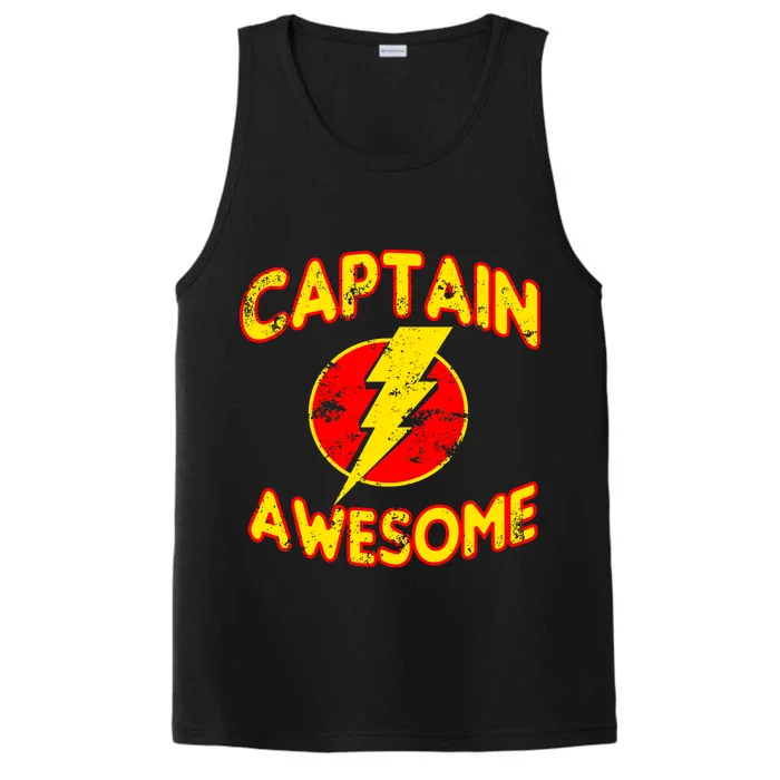 Captain Awesome Comic Logo Performance Tank