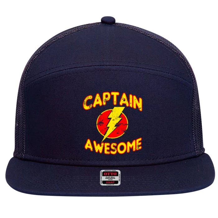 Captain Awesome Comic Logo 7 Panel Mesh Trucker Snapback Hat