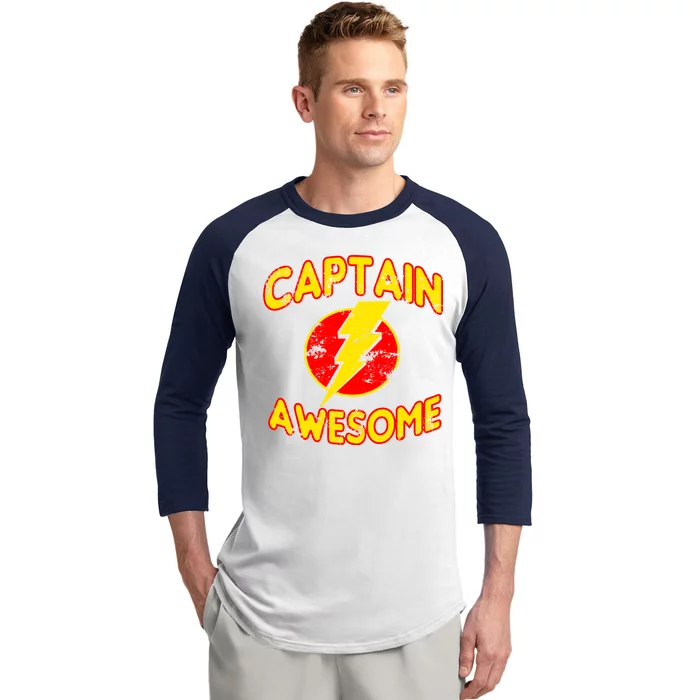 Captain Awesome Comic Logo Baseball Sleeve Shirt