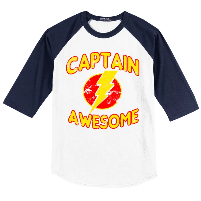 Captain Awesome Comic Logo Baseball Sleeve Shirt