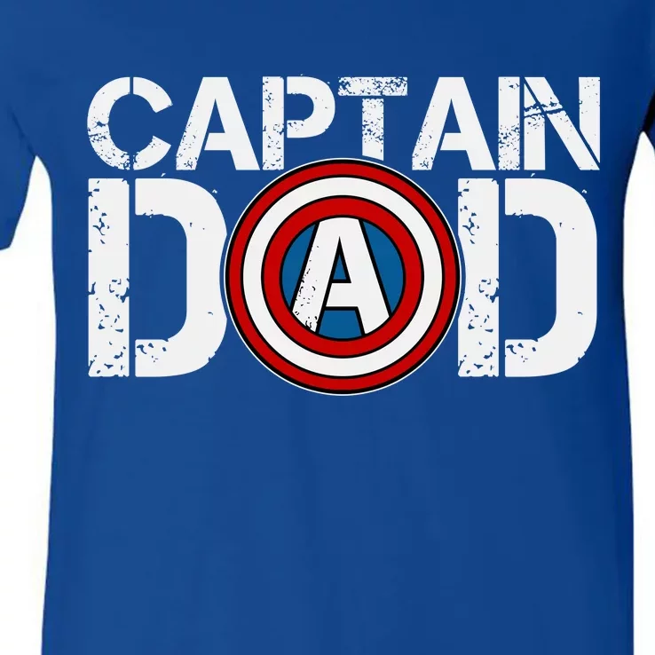 Captain Dad Super Hero Father's Day V-Neck T-Shirt