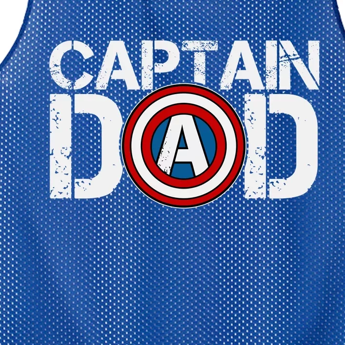 Captain Dad Super Hero Father's Day Mesh Reversible Basketball Jersey Tank