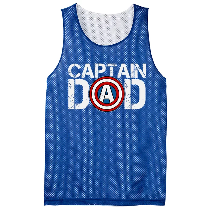 Captain Dad Super Hero Father's Day Mesh Reversible Basketball Jersey Tank