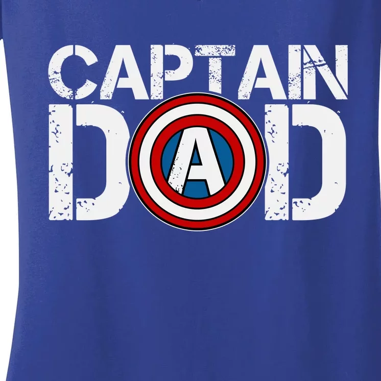 Captain Dad Super Hero Father's Day Women's V-Neck T-Shirt