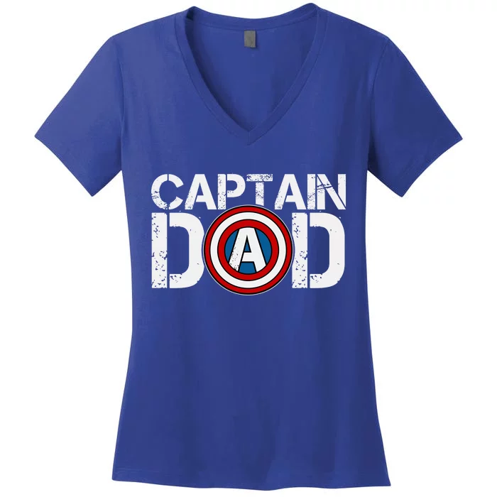 Captain Dad Super Hero Father's Day Women's V-Neck T-Shirt