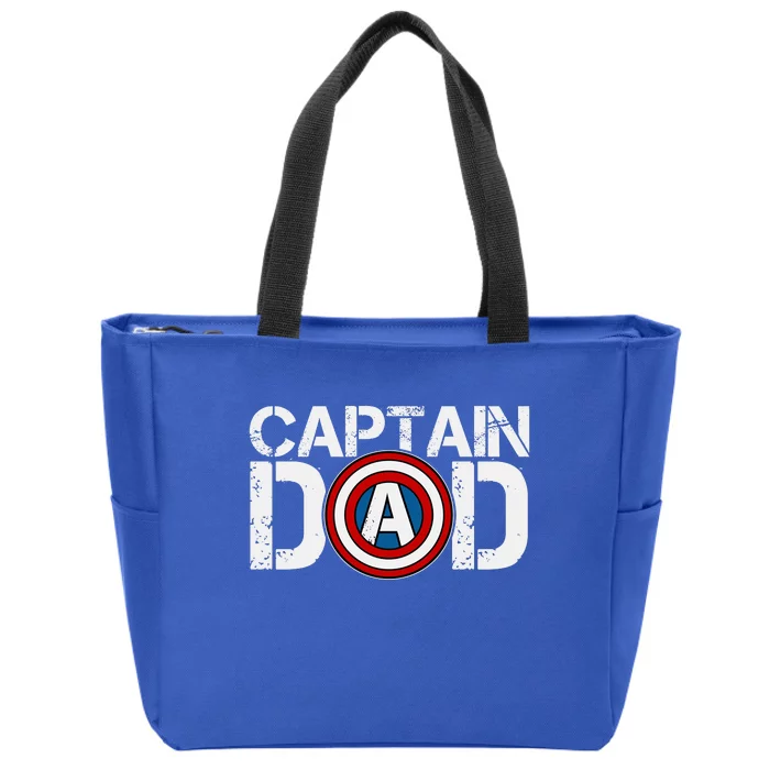 Captain Dad Super Hero Father's Day Zip Tote Bag