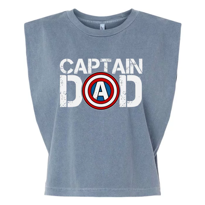 Captain Dad Super Hero Father's Day Garment-Dyed Women's Muscle Tee