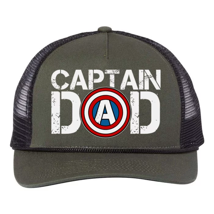 Captain Dad Super Hero Father's Day Retro Rope Trucker Hat Cap