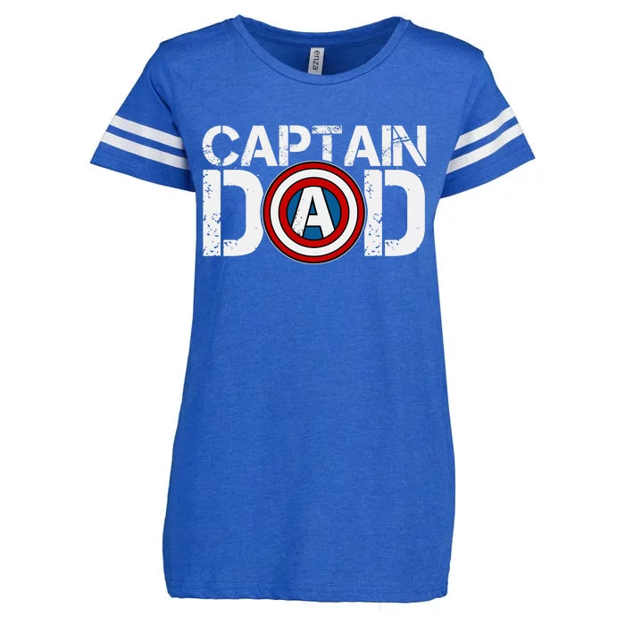 Captain Dad Super Hero Father's Day Enza Ladies Jersey Football T-Shirt