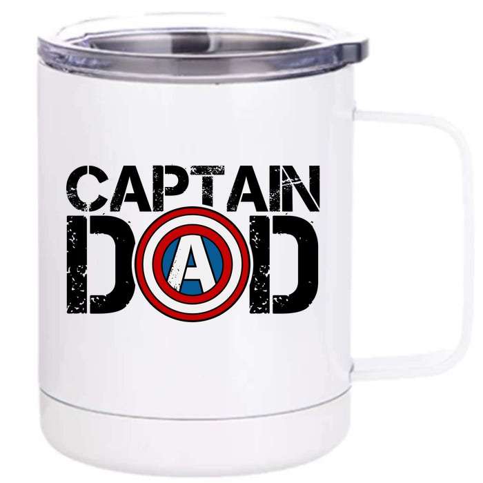 Captain Dad Super Hero Father's Day Front & Back 12oz Stainless Steel Tumbler Cup