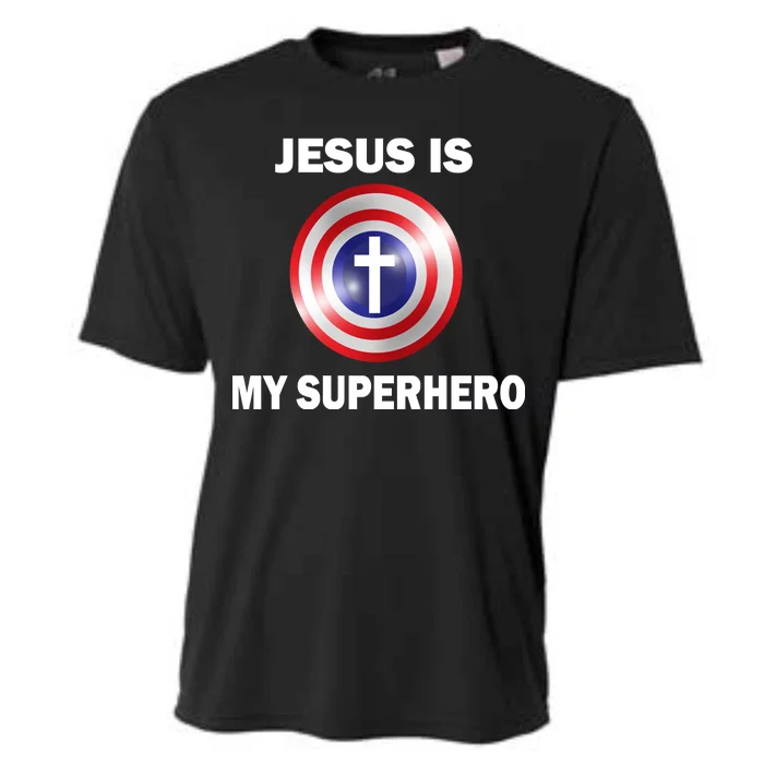 Captain Jesus Is My Superhero Cross Logo Cooling Performance Crew T-Shirt