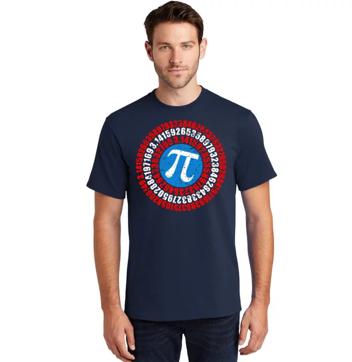 Captain Pi 3.14 Superhero Shield Tall T-Shirt