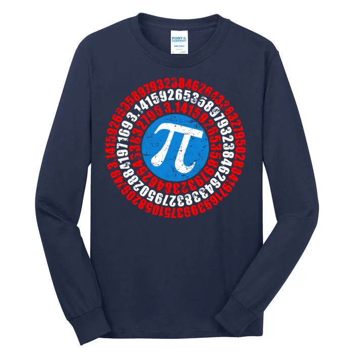 Captain Pi 3.14 Superhero Shield Tall Long Sleeve T-Shirt