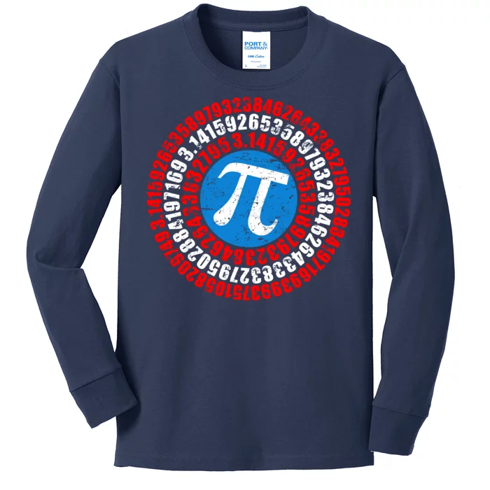 Captain Pi 3.14 Superhero Shield Kids Long Sleeve Shirt