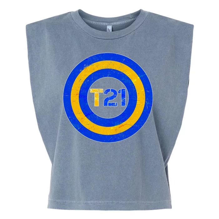 Captain T21 Shield - Down Syndrome Awareness Garment-Dyed Women's Muscle Tee