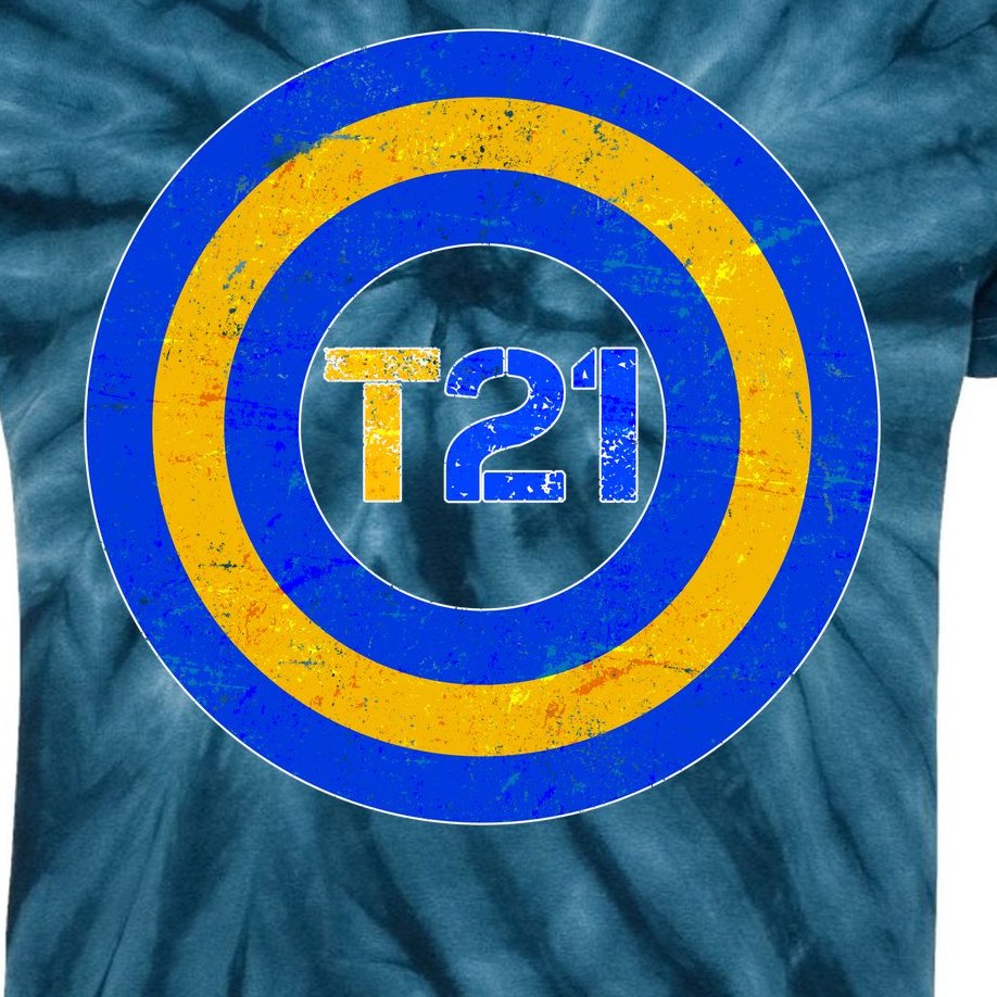 Captain T21 Shield - Down Syndrome Awareness Kids Tie-Dye T-Shirt