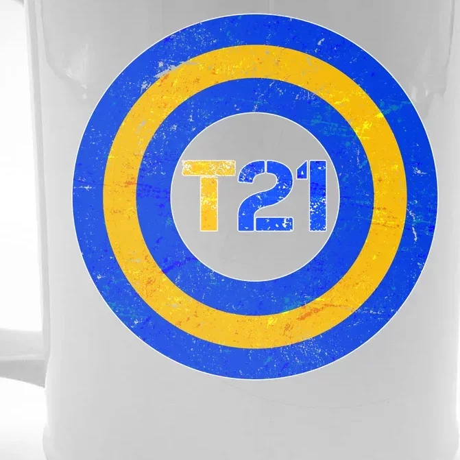 Captain T21 Shield - Down Syndrome Awareness Front & Back Beer Stein