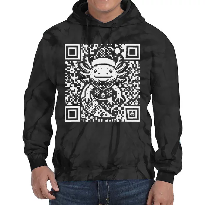 Christmas Axolotl Qr Code Ugly Tie Dye Hoodie