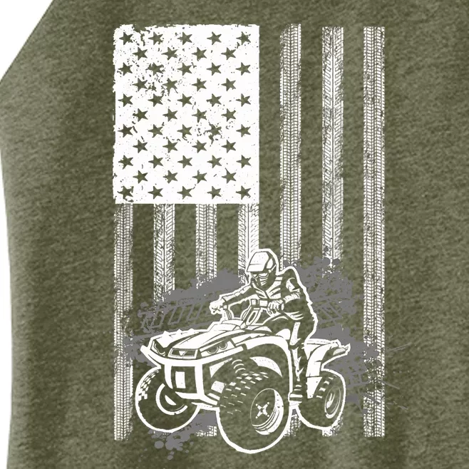 Cool ATV Quad Racing Squad USA Flag 4 Wheeler Women’s Perfect Tri Rocker Tank