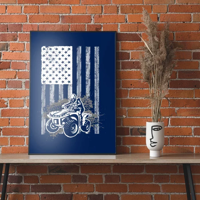 Cool ATV Quad Racing Squad USA Flag 4 Wheeler Poster