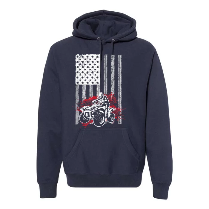 Cool ATV Quad Racing Squad USA Flag 4 Wheeler Premium Hoodie