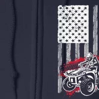 Cool ATV Quad Racing Squad USA Flag 4 Wheeler Full Zip Hoodie