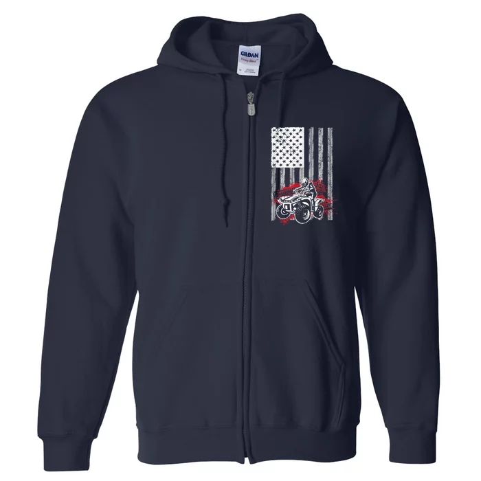 Cool ATV Quad Racing Squad USA Flag 4 Wheeler Full Zip Hoodie