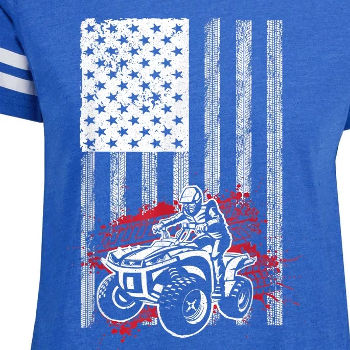 Cool ATV Quad Racing Squad USA Flag 4 Wheeler Enza Ladies Jersey Football T-Shirt