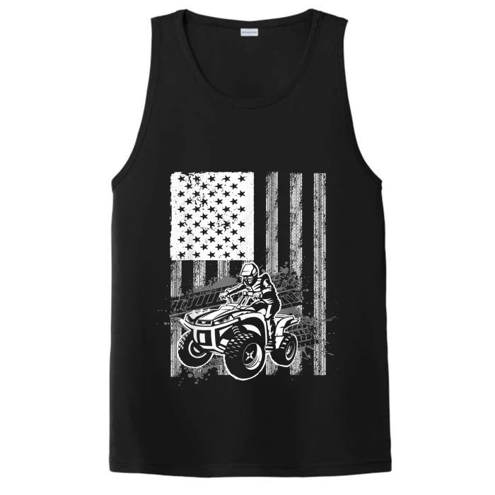 Cool ATV Quad Racing Squad USA Flag 4 Wheeler Performance Tank