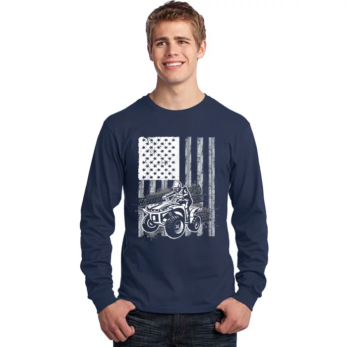 Cool ATV Quad Racing Squad USA Flag 4 Wheeler Long Sleeve Shirt