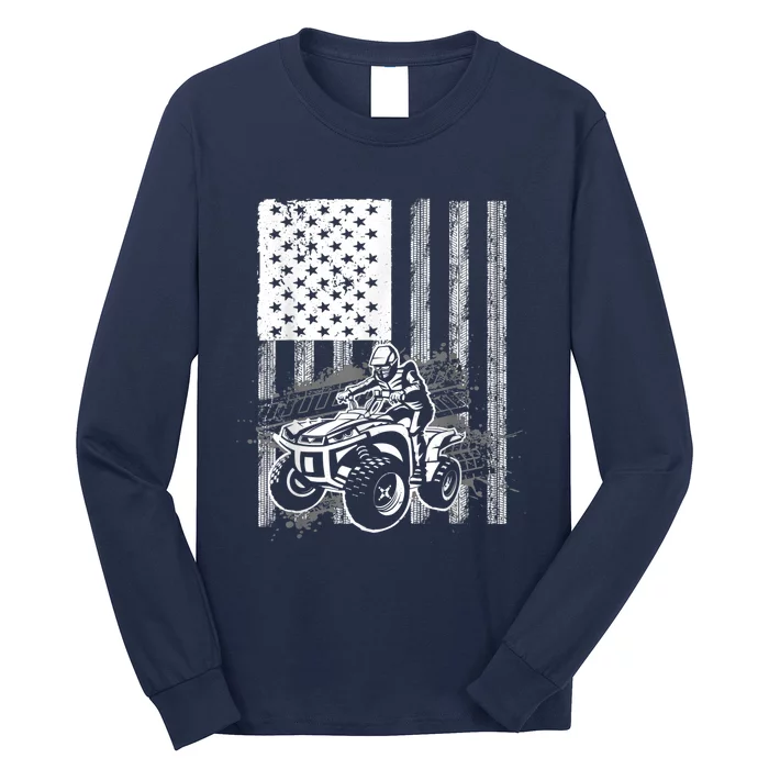 Cool ATV Quad Racing Squad USA Flag 4 Wheeler Long Sleeve Shirt