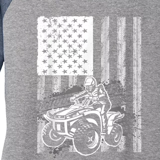 Cool ATV Quad Racing Squad USA Flag 4 Wheeler Women's Tri-Blend 3/4-Sleeve Raglan Shirt