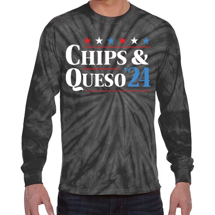 Chips And Queso 2024 Funny Presidential Election 2024 Tie-Dye Long Sleeve Shirt