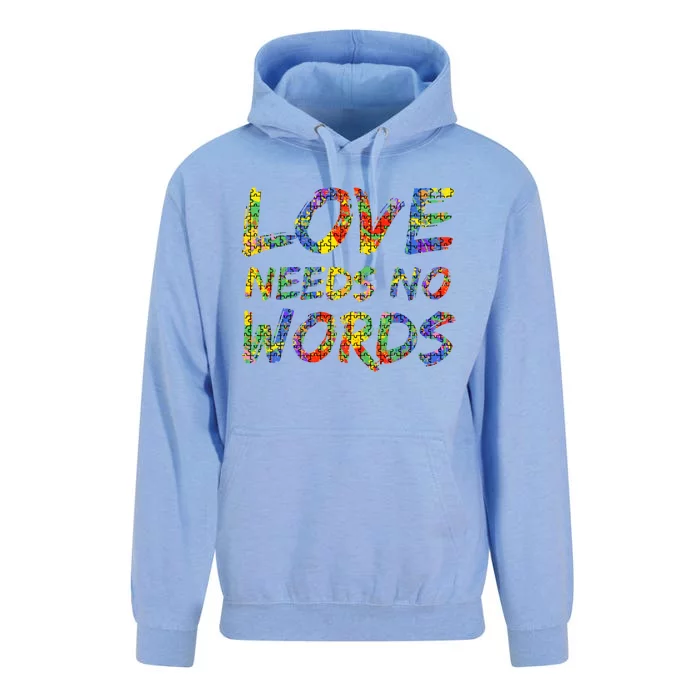 Colorful Autism Quote Puzzle Piece Gift Love Needs No Words Gift Unisex Surf Hoodie