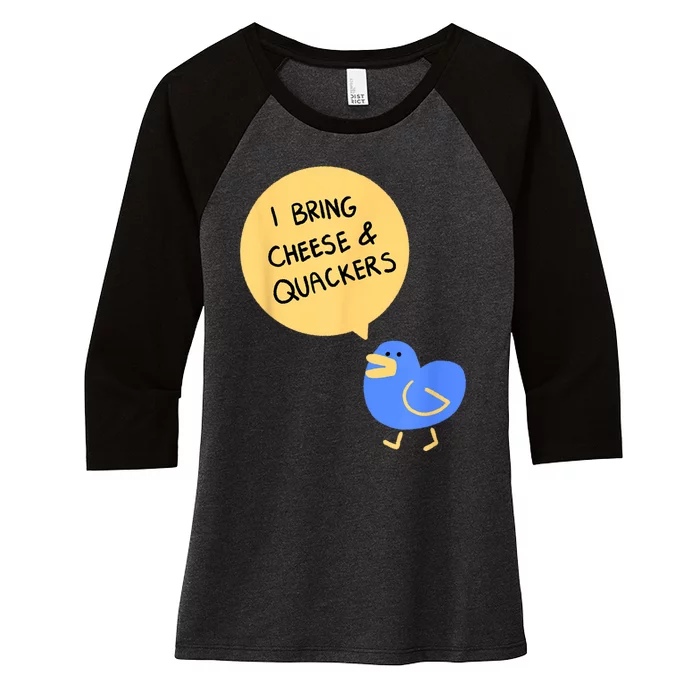 Cheese And Quackers Duck Pun Women's Tri-Blend 3/4-Sleeve Raglan Shirt