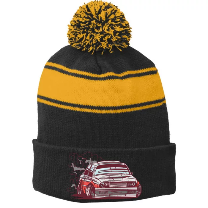 Car Motorsport Drifting Stripe Pom Pom Beanie