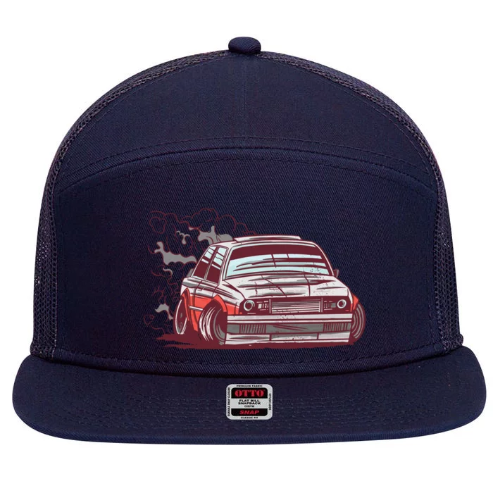 Car Motorsport Drifting 7 Panel Mesh Trucker Snapback Hat