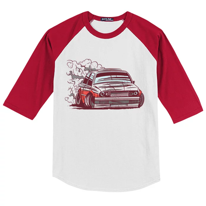 Car Motorsport Drifting Kids Colorblock Raglan Jersey