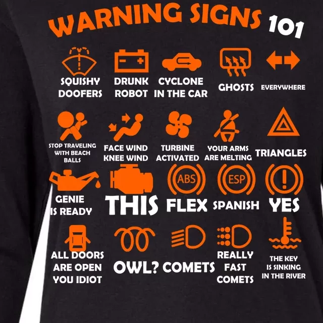 Car Warning Signs 101 Funny Womens Cotton Relaxed Long Sleeve T-Shirt