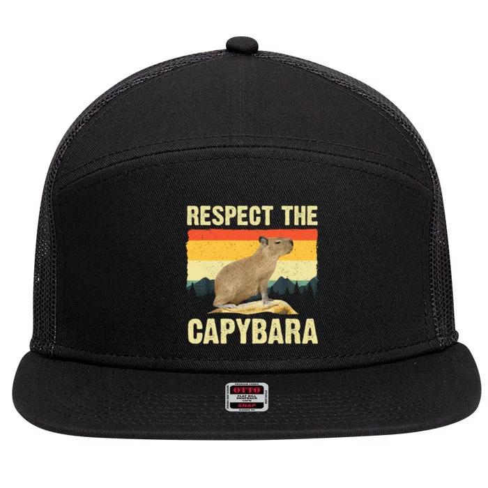 Capybara Art Rodent Animal Lover Capybara 7 Panel Mesh Trucker Snapback Hat