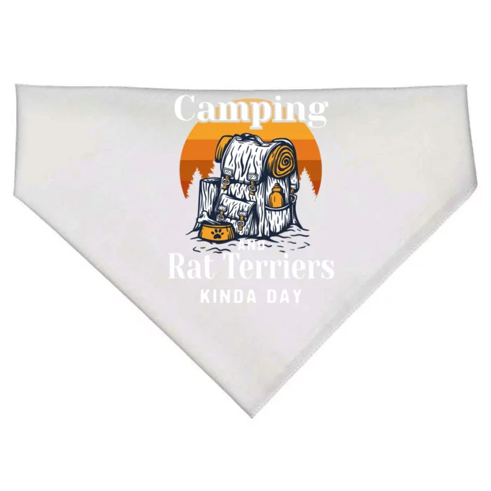 Camping And Rat Terriers Kinda Day Rattie Camper Funny Gift USA-Made Doggie Bandana