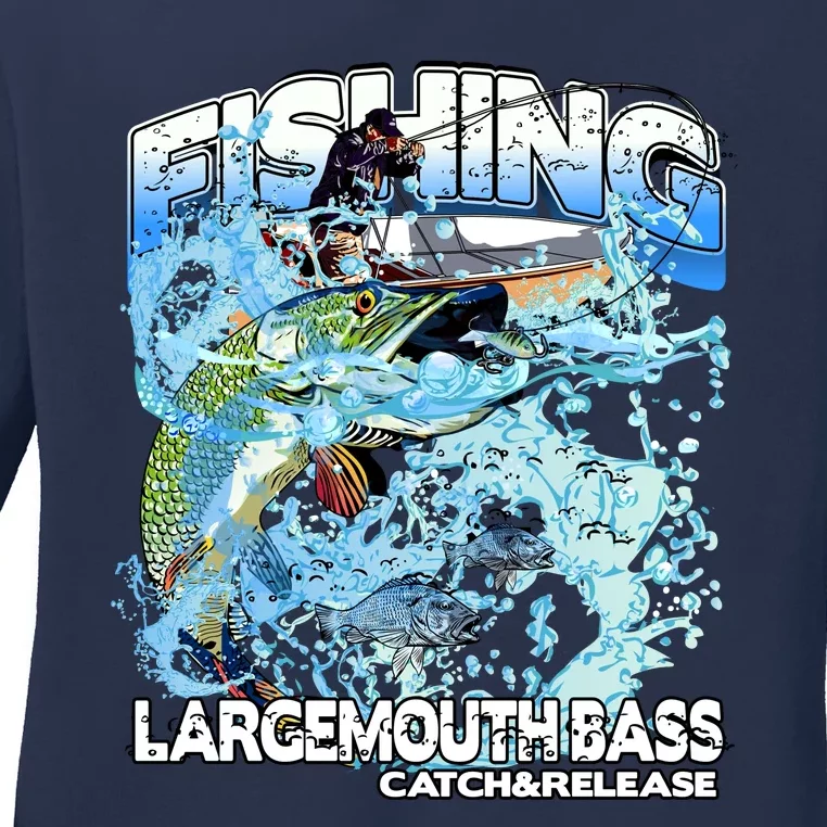 Catch And Release Largemouth Bass Fishing Ladies Long Sleeve Shirt